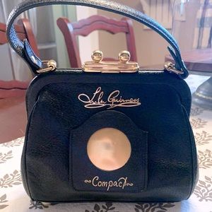 Lulu Guinness Black Leather Compact Handbag